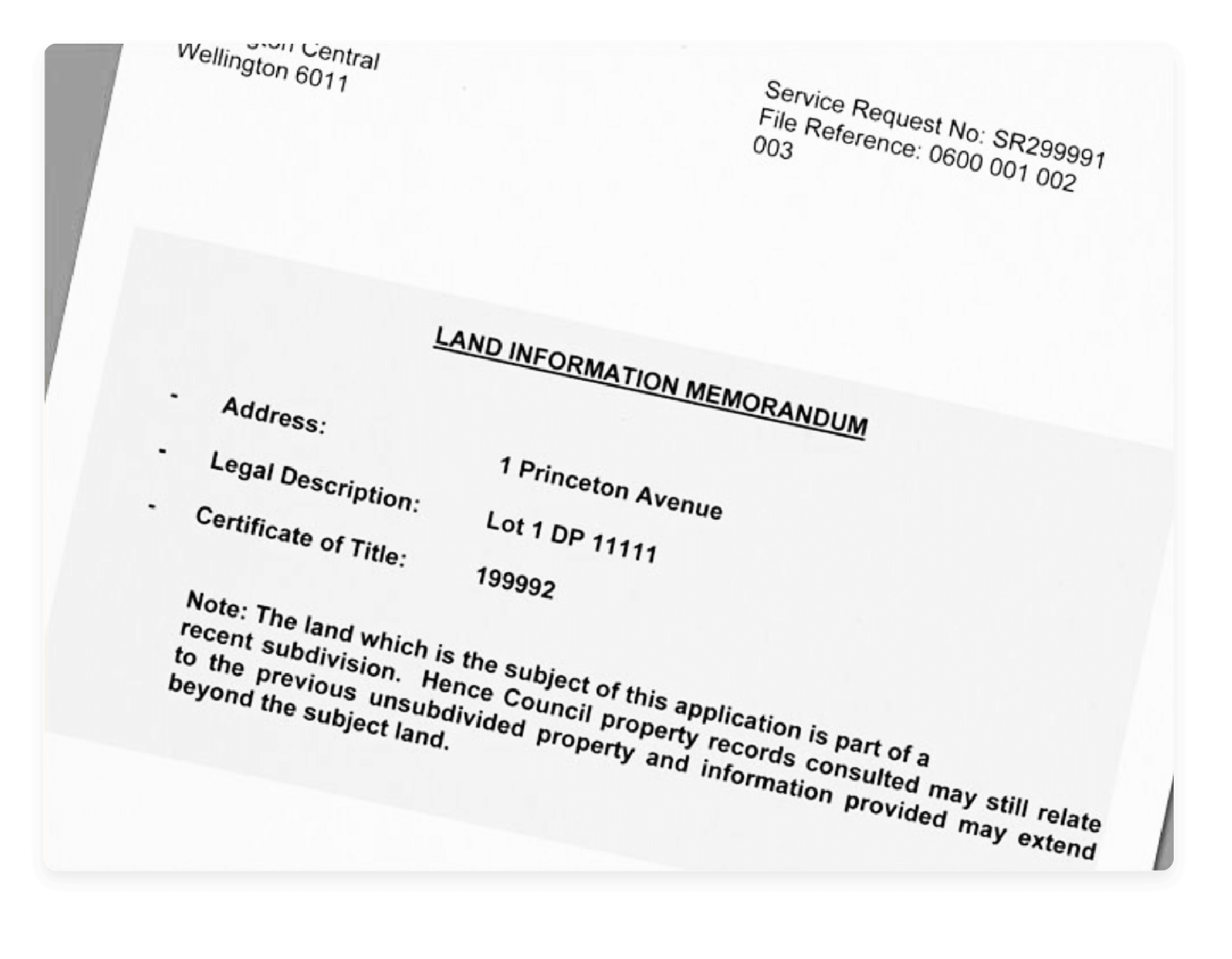 LIM (land information memorandum) sample